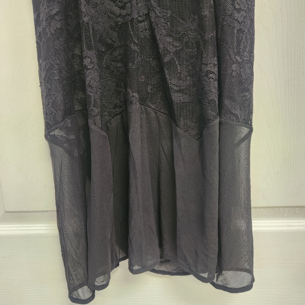 Y2k Victoria's Secret L Black Sheer Lace Mini Dress Nightgown - Picture 6 of 9
